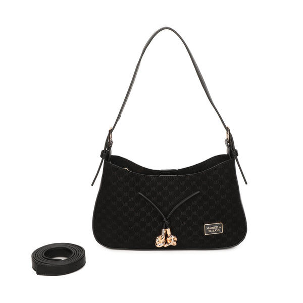 Borsa spalla in ecopelle scamosciata con logo impresso MB045
