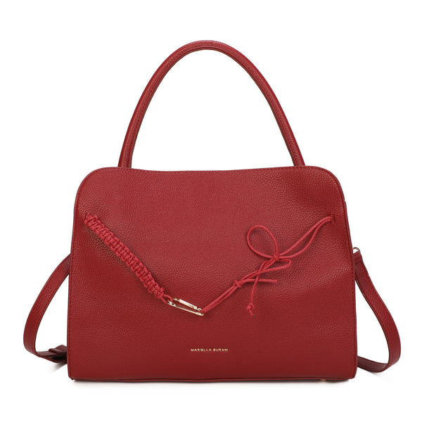 Bauletto strutturato in ecopelle martellata con corda e moschettone MB040