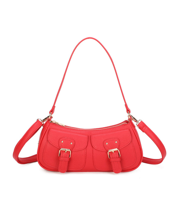 Borsetta in ecopelle a spalla con doppia tasca frontale ECG607