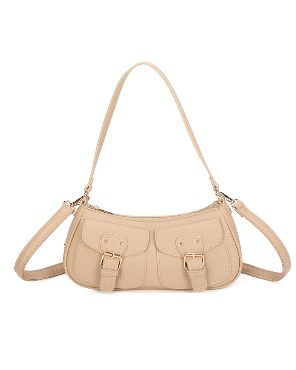 Borsetta in ecopelle a spalla con doppia tasca frontale ECG607