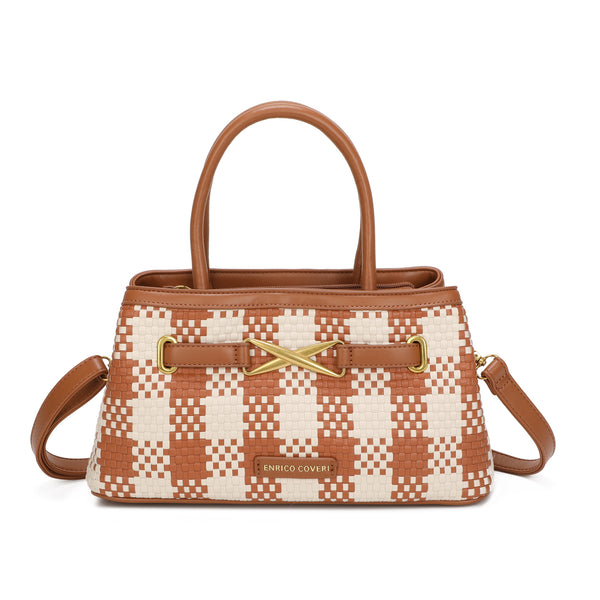 Borsa a tracolla in ecopelle gingham Enrico Coveri EC7052