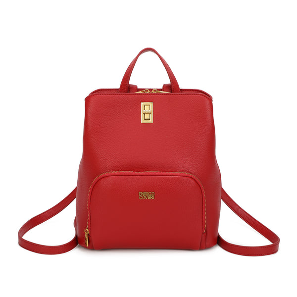 Zaino in ecopelle Enrico Coveri con chiusura turn lock e zip a 3 tasche EC2254