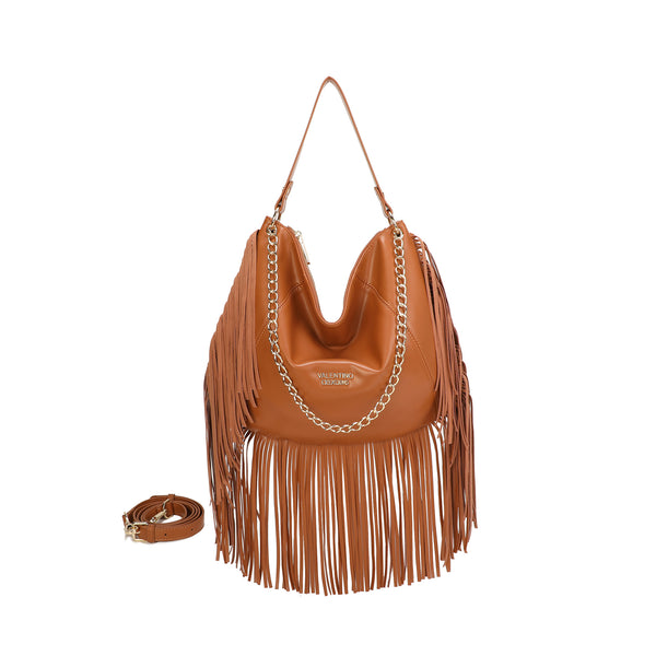 Borsa a spalla in ecopelle con frange e tracolla a catena Valentino Creations VC7087