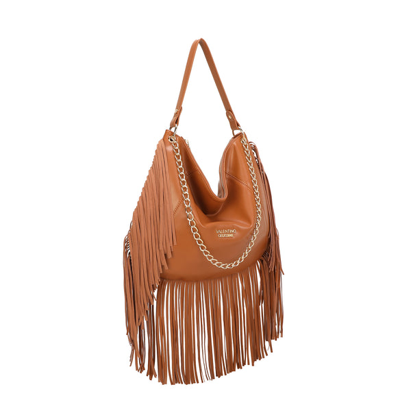 Borsa a spalla in ecopelle con frange e tracolla a catena Valentino Creations VC7087