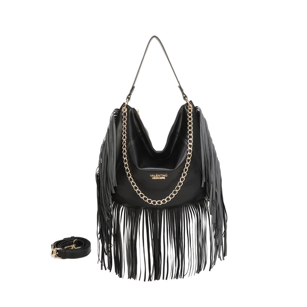 Borsa a spalla in ecopelle con frange e tracolla a catena Valentino Creations VC7087