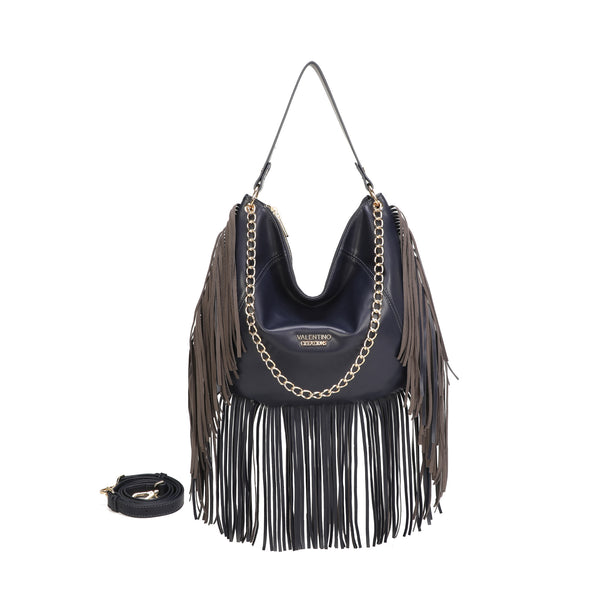 Borsa a spalla in ecopelle con frange e tracolla a catena Valentino Creations VC7087