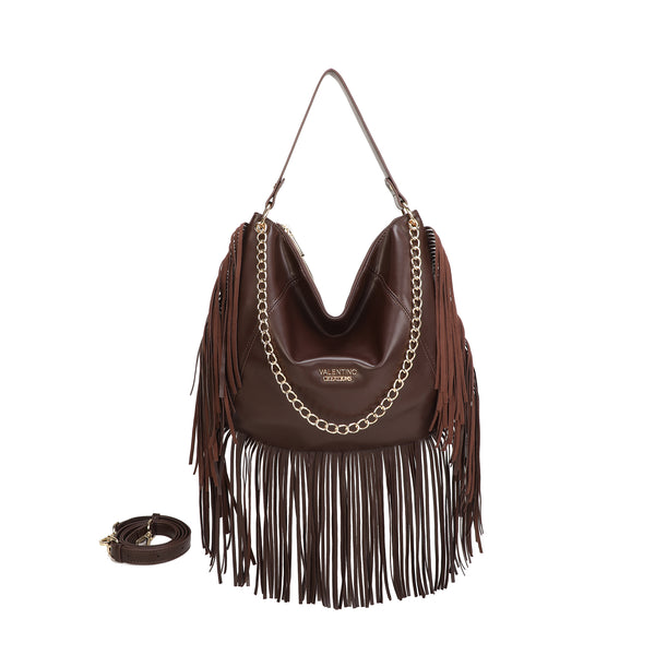 Borsa a spalla in ecopelle con frange e tracolla a catena Valentino Creations VC7087