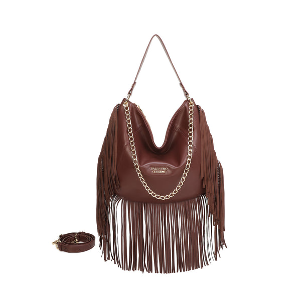 Borsa a spalla in ecopelle con frange e tracolla a catena Valentino Creations VC7087