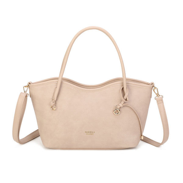 Borsa a spalla in ecopelle con lacci e ganci MB-719