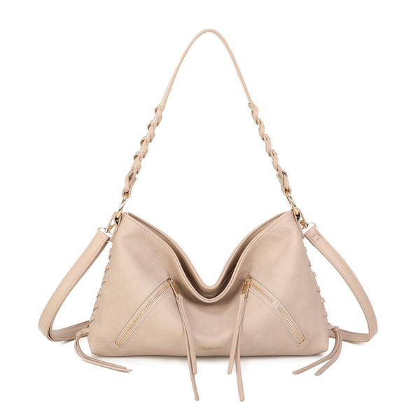 Borsa a spalla in ecopelle con manico intrecciato MB-718