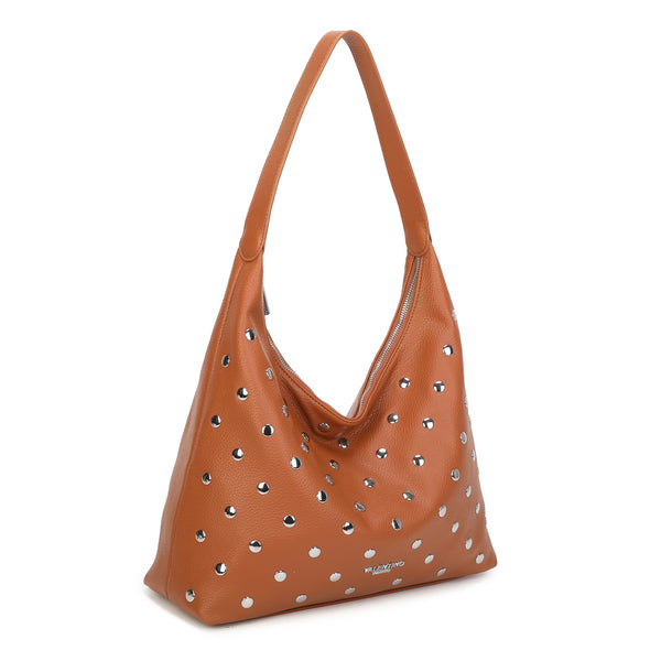 Borsa spalla in ecopelle con borchie argento VC2011