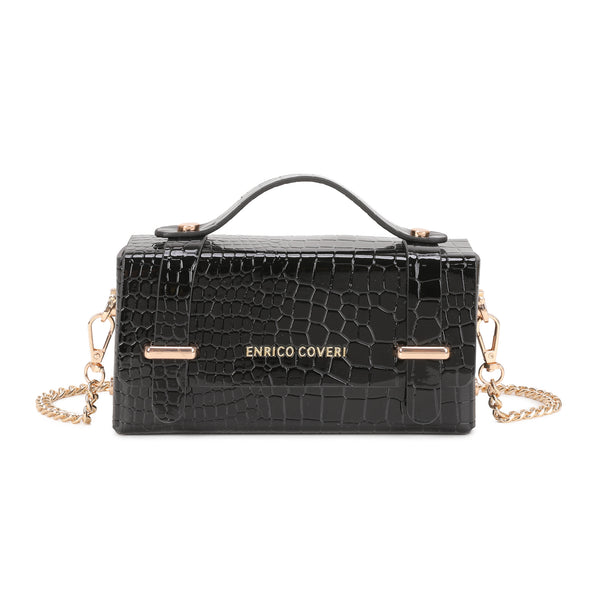 Borsetta a tracolla rettangolare rigida in ecopelle cocco Enrico Coveri EC6286