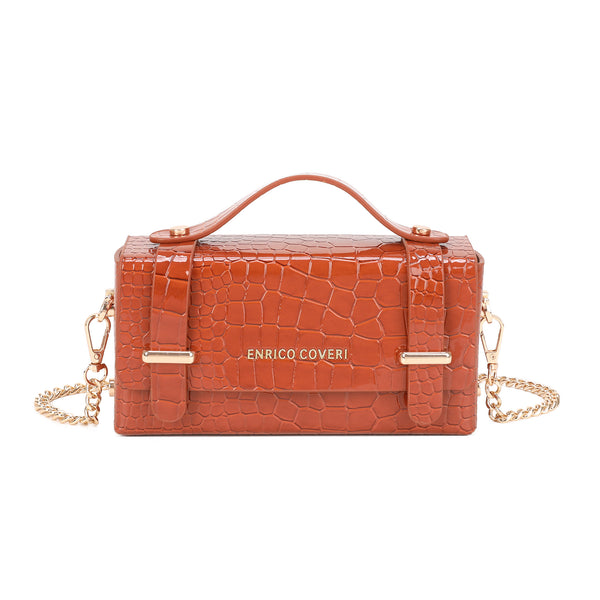 Borsetta a tracolla rettangolare rigida in ecopelle cocco Enrico Coveri EC6286