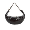 Borsa croissant mezzaluna Mariella Burani in ecopelle lucida invecchiata manico intreccio metallico MB029