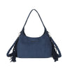 Borsa spalla Mariella Burani in ecopelle camoscio con frange e tracolla intrecciata MB5002