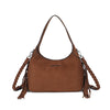 Borsa spalla Mariella Burani in ecopelle camoscio con frange e tracolla intrecciata MB5002