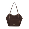 Borsa shopper a spalla in ecopelle scamosciata e teddy MB053