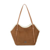 Borsa shopper a spalla in ecopelle scamosciata e teddy MB053