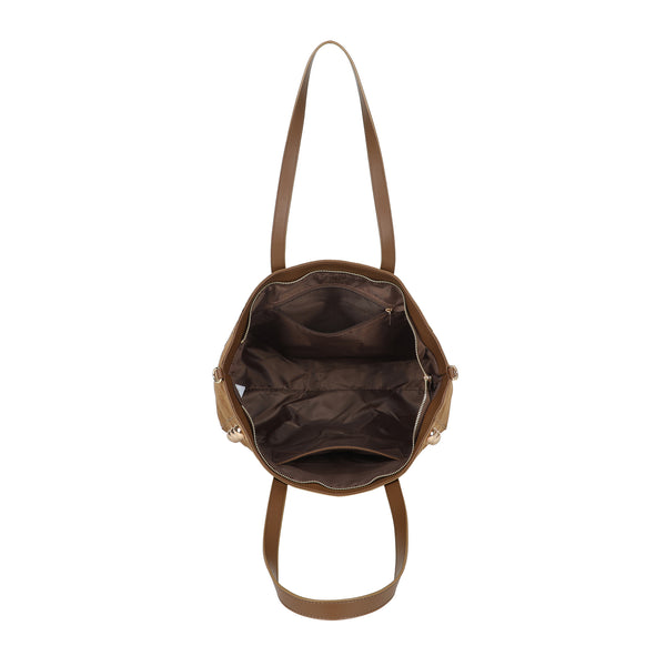 Borsa spalla shopper in ecopelle scamosciata con borchie 2281
