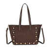 Borsa spalla shopper in ecopelle scamosciata con borchie 2281