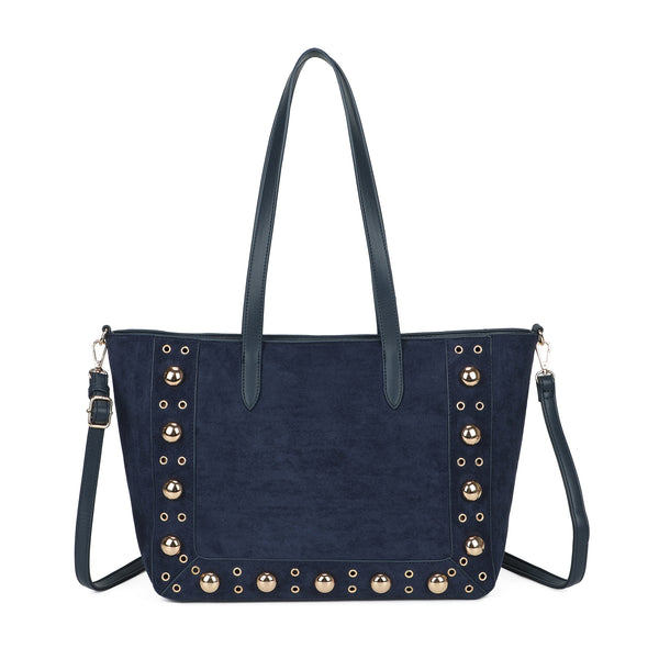Borsa spalla shopper in ecopelle scamosciata con borchie 2281