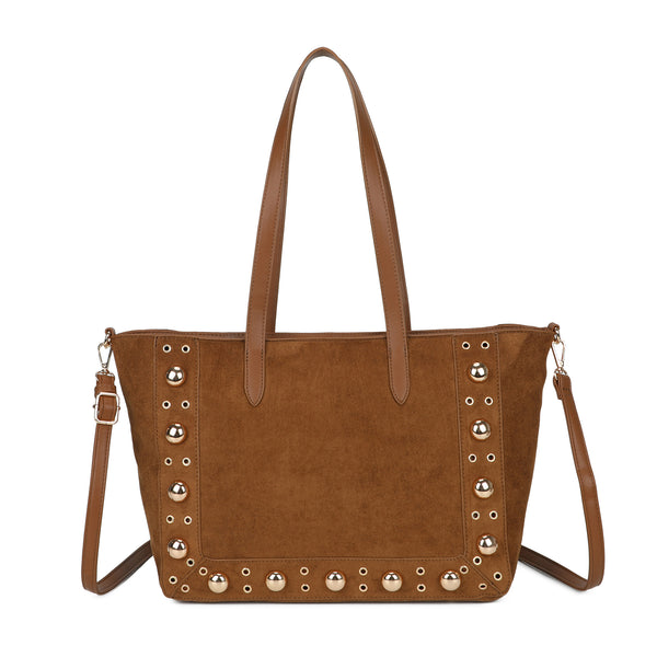 Borsa spalla shopper in ecopelle scamosciata con borchie 2281