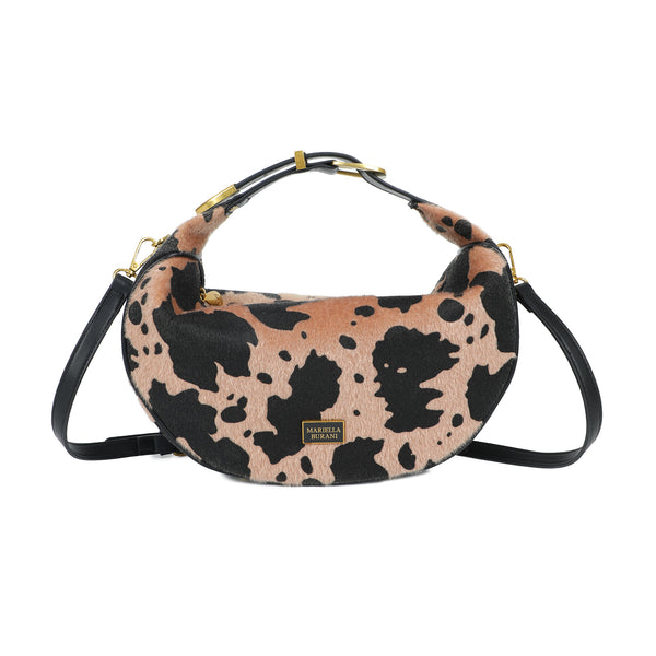 Borsa a mano a croissant Mariella Burani in ecopelliccia muccata MB059