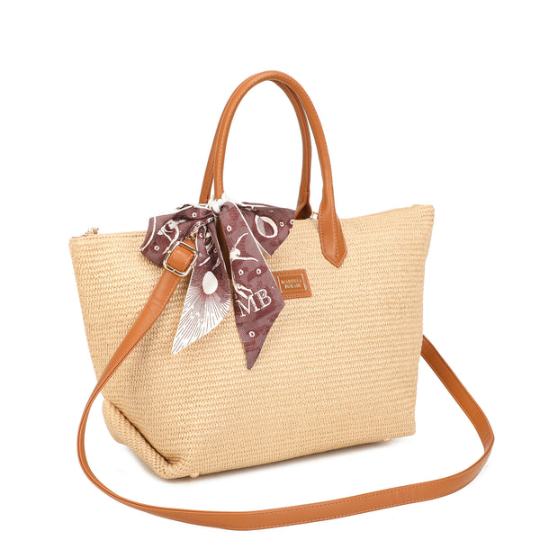 Borsa shopper in rafia ed ecopelle Mariella Burani MB6311