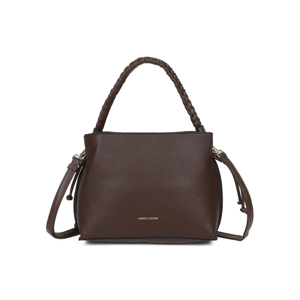 Borsa ecopelle martellata a coulisse con manico intrecciato EC5087