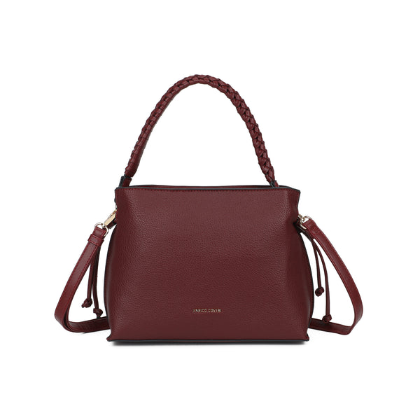 Borsa ecopelle martellata a coulisse con manico intrecciato EC5087