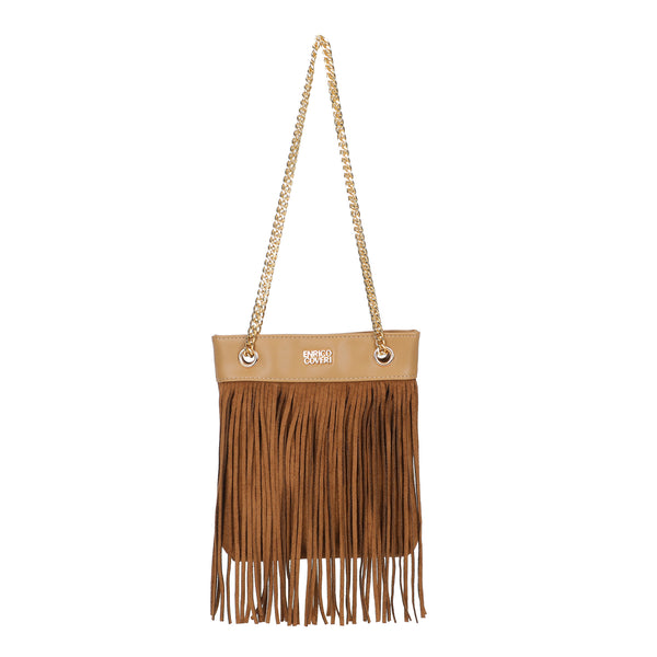 Borsetta shopper in ecopelle a frange e tracolla a catena Enrico Coveri EC6325