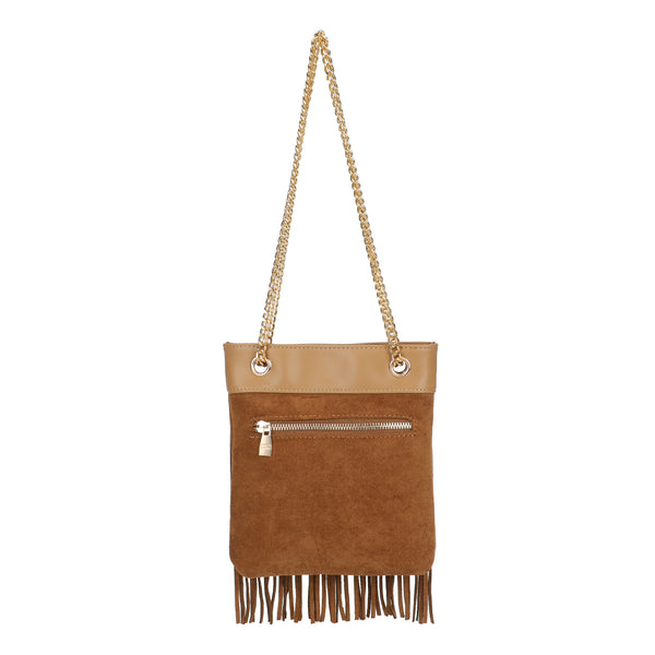Borsetta shopper in ecopelle a frange e tracolla a catena Enrico Coveri EC6325