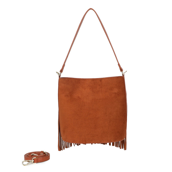 Borsetta shopper piatta a spalla con frange Valentino Creations VC619