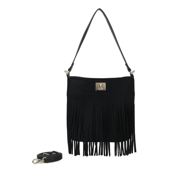 Borsetta shopper piatta a spalla con frange Valentino Creations VC619