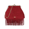 Borsa clutch in ecopelle scamosciata con frange Enrico Coveri EC6330