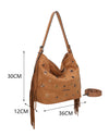 Borsa a spalla morbida in ecopelle scamosciata con frange e occhielli metallici MB5003