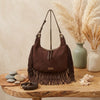 Borsa hobo a spalla in ecopelle scamosciata con frange Valentino Creations VC7089