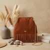 Borsa clutch in ecopelle scamosciata con frange Enrico Coveri EC6330