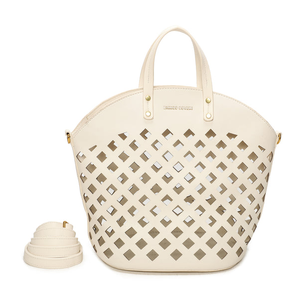 Borsa shopper in ecopelle traforata laserata Enrico Coveri EC6278