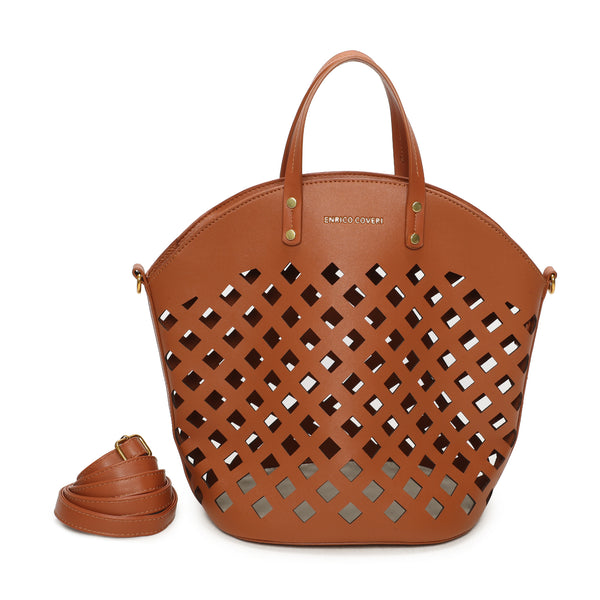 Borsa shopper in ecopelle traforata laserata Enrico Coveri EC6278