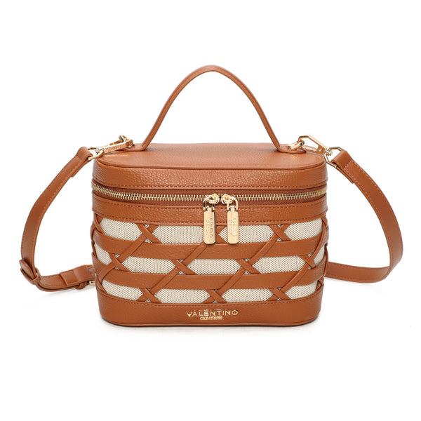 Borsa in ecopelle e tessuto a bauletto VA7079