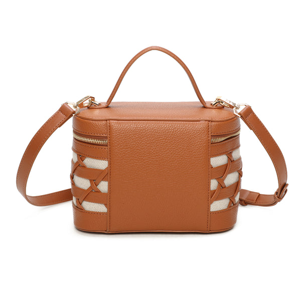 Borsa in ecopelle e tessuto a bauletto VA7079