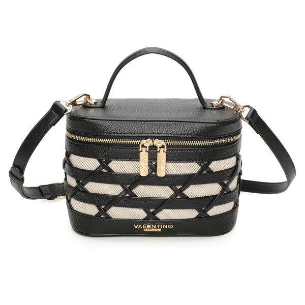 Borsa in ecopelle e tessuto a bauletto VA7079