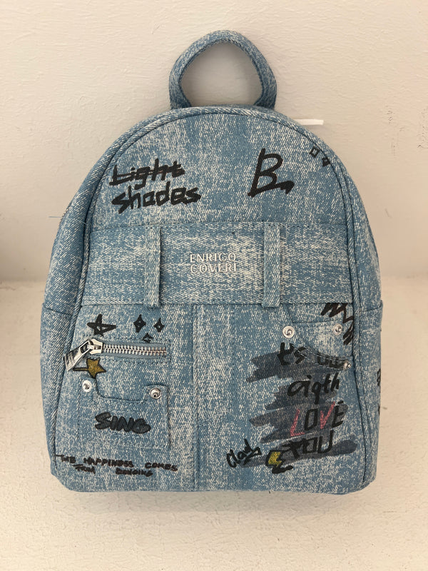 Zaino in jeans Enrico Coveri con scritte decorative EC6297