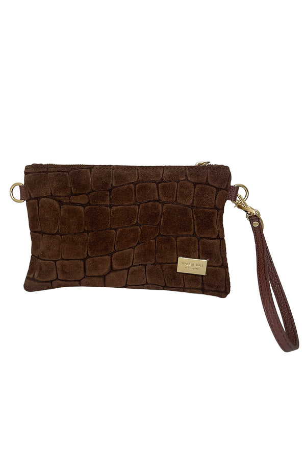 Pochette con laccio e tracolla Valentino Creations in vera pelle suede a scaglie V850C