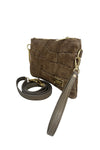 Pochette con laccio e tracolla Valentino Creations in vera pelle suede a scaglie V850C
