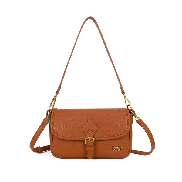 Borsetta sella a spalla in ecopelle e stampa a rilievo Enrico Coveri EC2229