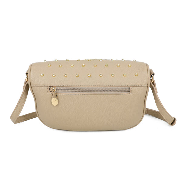 Marsupio in ecopelle con borchiette in metallo e manico in catena/ecopelle intrecciata MB017