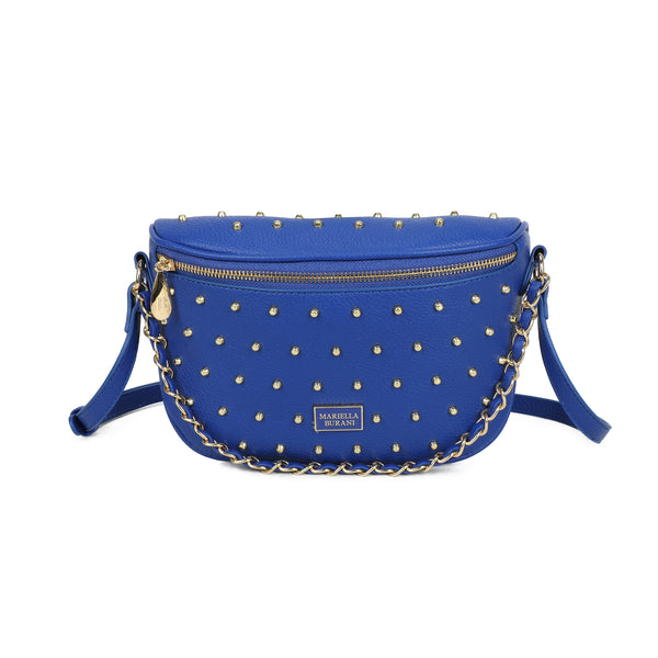 Marsupio in ecopelle con borchiette in metallo e manico in catena/ecopelle intrecciata MB017