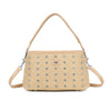 Borsetta bauletto in rafia e ecopelle con manico intrecciato MB008